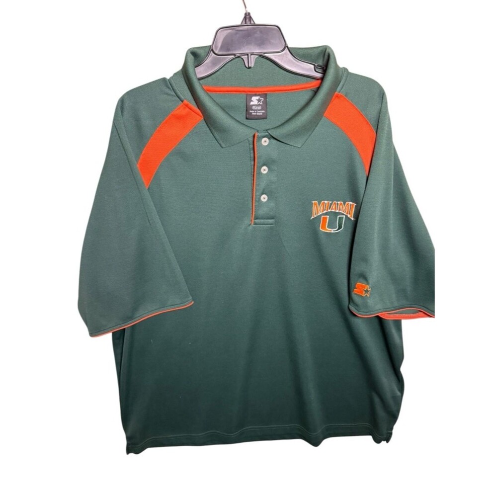 Vintage Starter Miami Hurricanes UM NCAA Embroidered Golf Polo Shirt Size XL